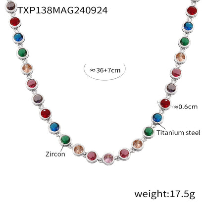 316L Stainless Steel Pave 3A Zircon Colorful Bracelet & Necklace Collection - Image 19