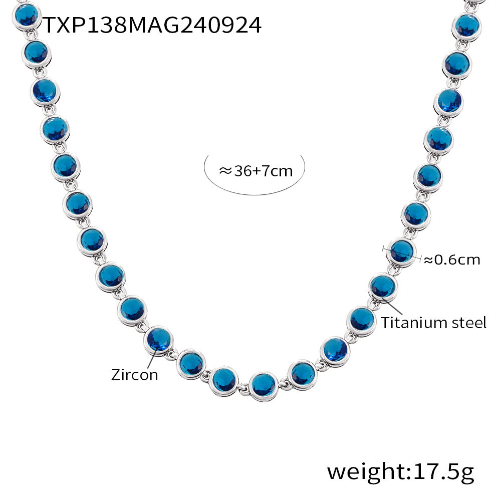 316L Stainless Steel Pave 3A Zircon Colorful Bracelet & Necklace Collection - Image 3