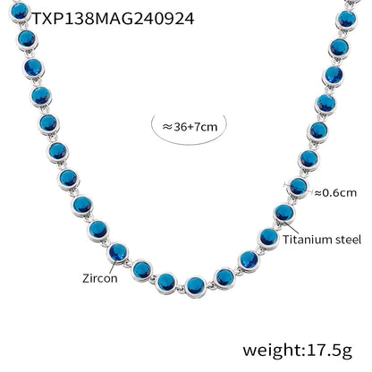 316L Stainless Steel Pave 3A Zircon Colorful Bracelet & Necklace Collection - Image 3