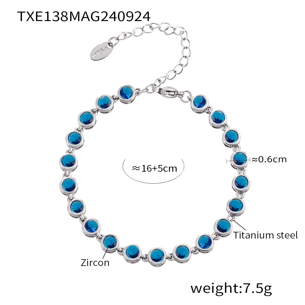 316L Stainless Steel Pave 3A Zircon Colorful Bracelet & Necklace Collection - Image 4