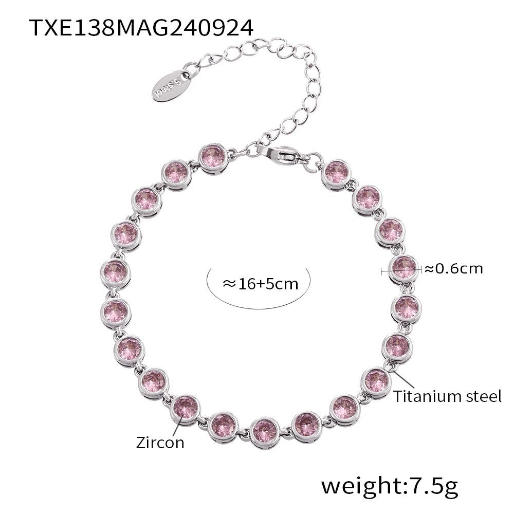 316L Stainless Steel Pave 3A Zircon Colorful Bracelet & Necklace Collection - Image 8