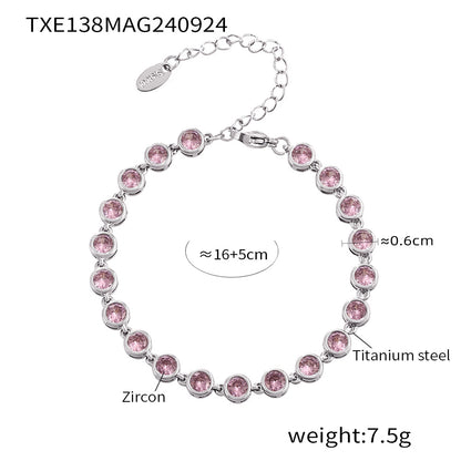 316L Stainless Steel Pave 3A Zircon Colorful Bracelet & Necklace Collection - Image 8
