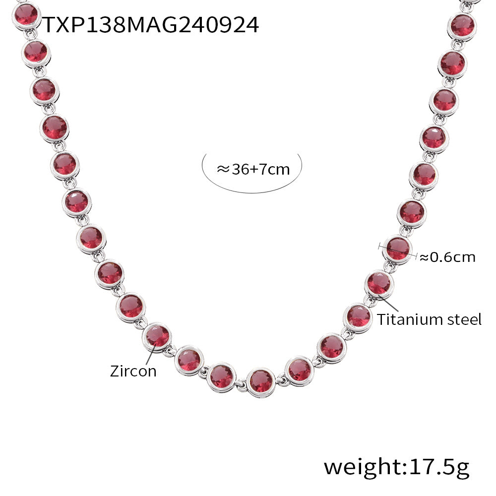 316L Stainless Steel Pave 3A Zircon Colorful Bracelet & Necklace Collection - Image 9