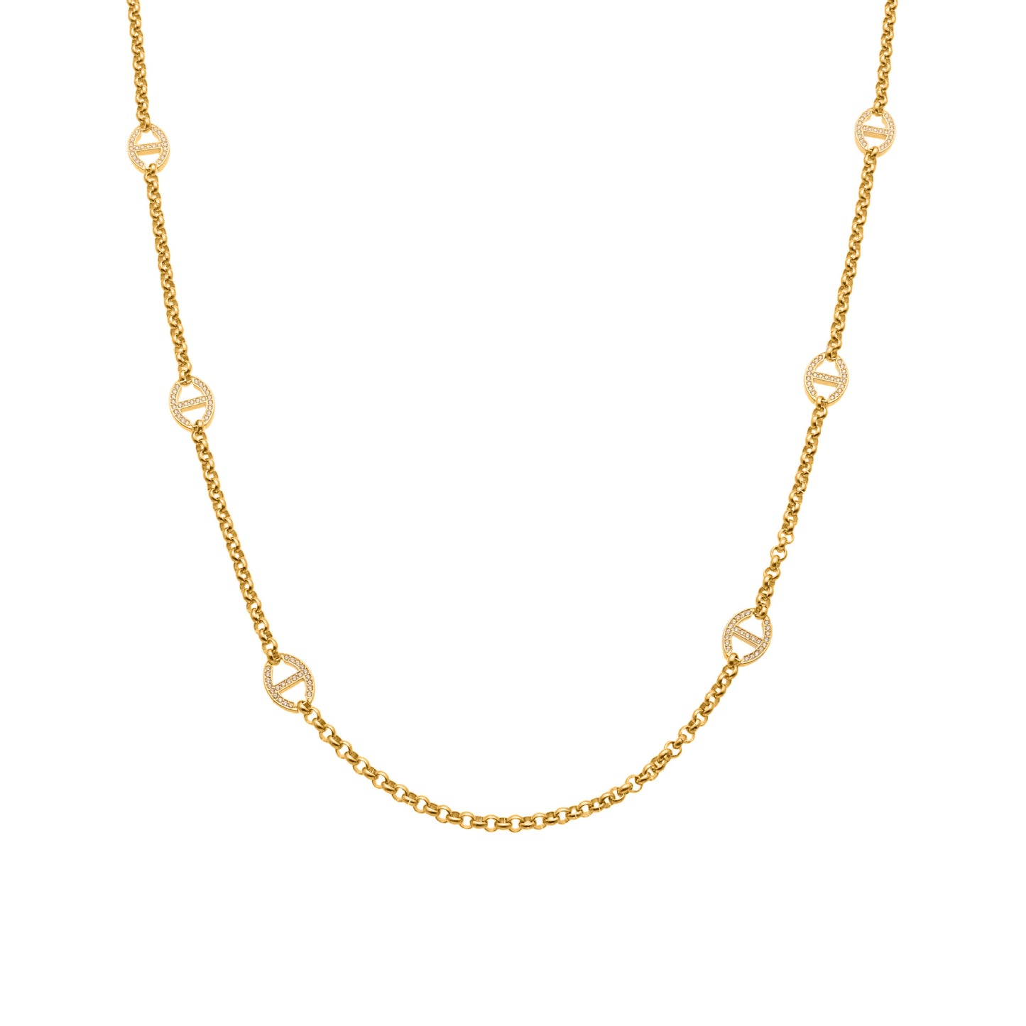 316L Stainless Steel Pave Buckle Layering Necklace - Image 3