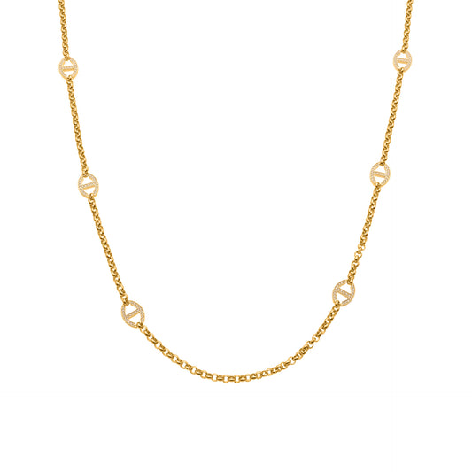 316L Stainless Steel Pave Buckle Layering Necklace - Image 3