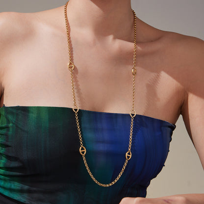 316L Stainless Steel Pave Buckle Layering Necklace - Image 5