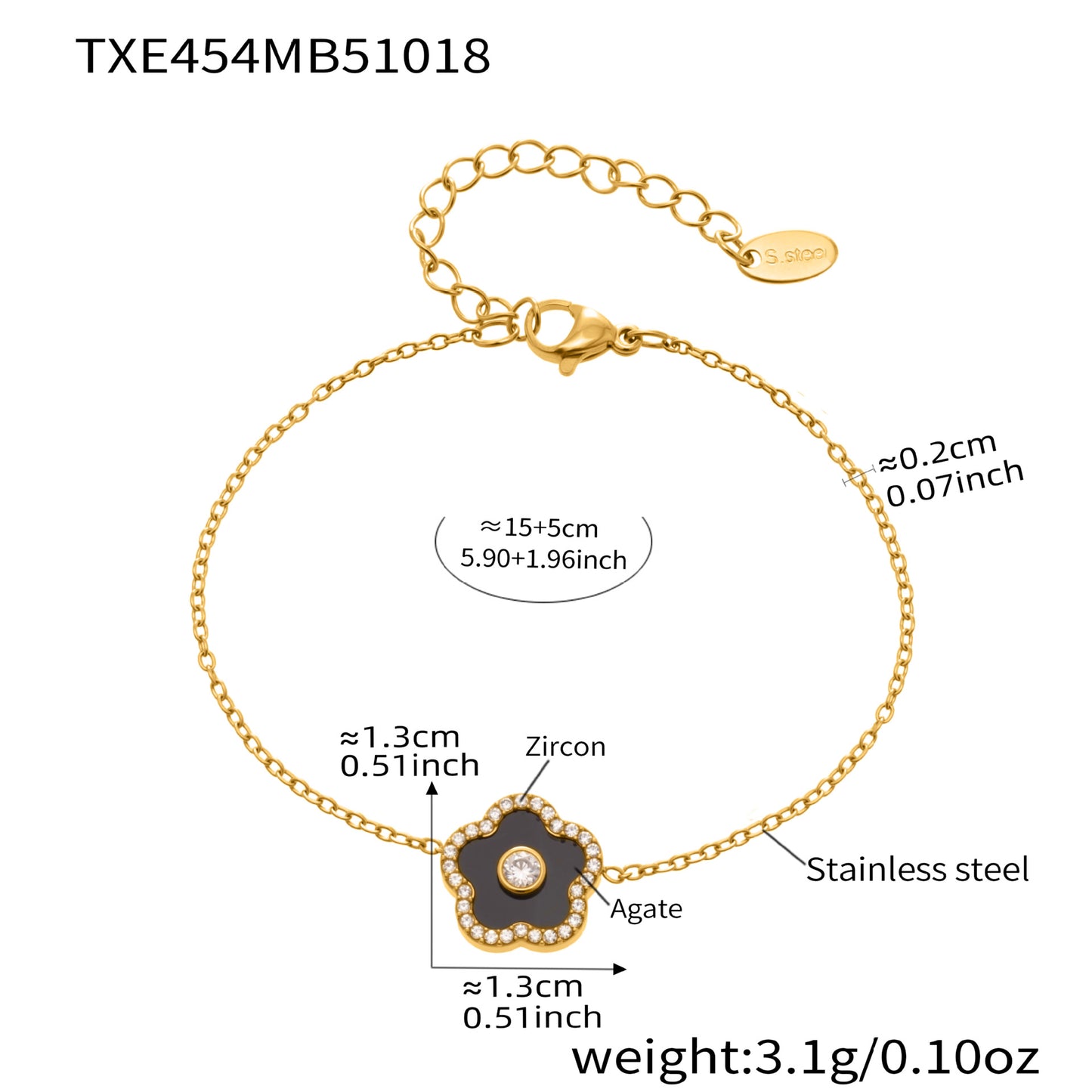 316L Stainless Steel Faceted Gemstone & Pave Clover Jewelry