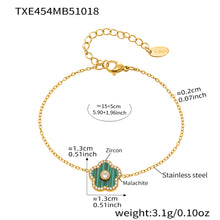 316L stainless steel green malachite clover bracelet waterproof jewelry