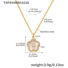 316L stainless steel white clover shell necklace with zircon pave waterproof jewelry