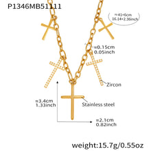 316L Stainless Steel Pave Cross Layering Necklace - Image 6