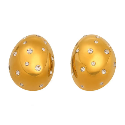 316L Stainless Steel Pave Crystal Oval Stud Earrings - Image 4