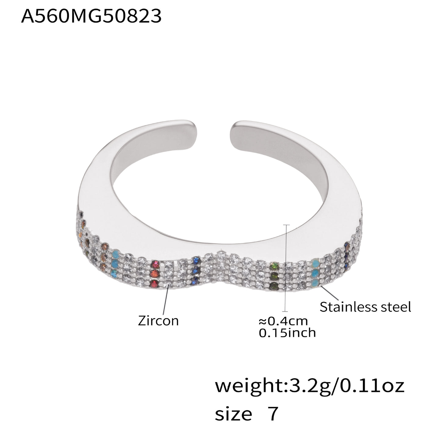 316L Stainless Steel 18K Gold Plated Sparkling Pave Zircon Adjustable Rings