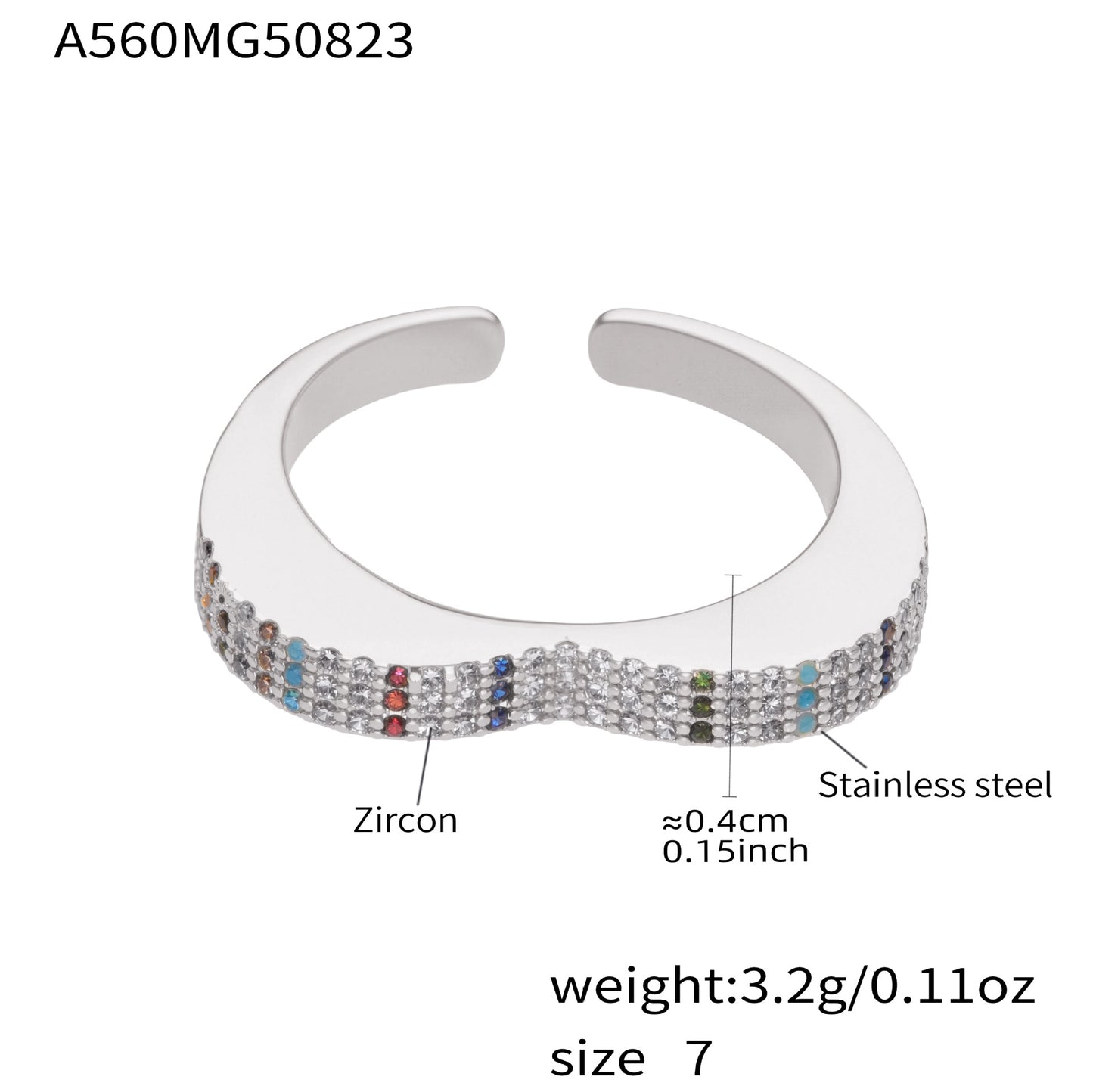 316L Stainless Steel 18K Gold Plated Sparkling Pave Zircon Adjustable Rings