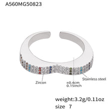 316L Stainless Steel 18K Gold Plated Sparkling Pave Zircon Adjustable Rings