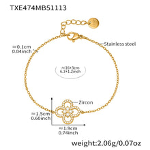 316L Stainless Steel Pave Zircon Four-Leaf Clover Charm Necklace & Bracelet - Image 3