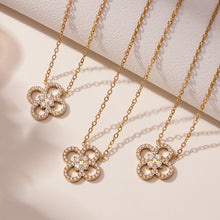 316L Stainless Steel Pave Zircon Four-Leaf Clover Charm Necklace & Bracelet - Image 4