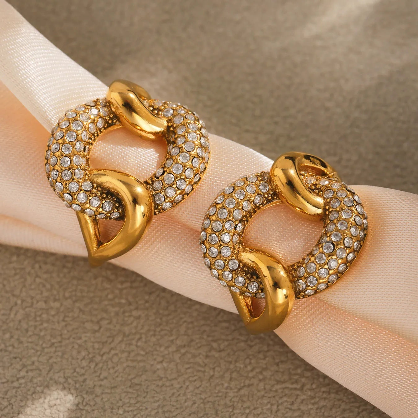 316L Stainless Steel Pave Zircon Geometric Buckle Ring - Image 2