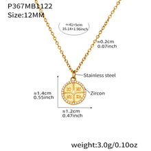 316L Stainless Steel Pave Zircon Initial Disc Pendant Necklace - Image 10