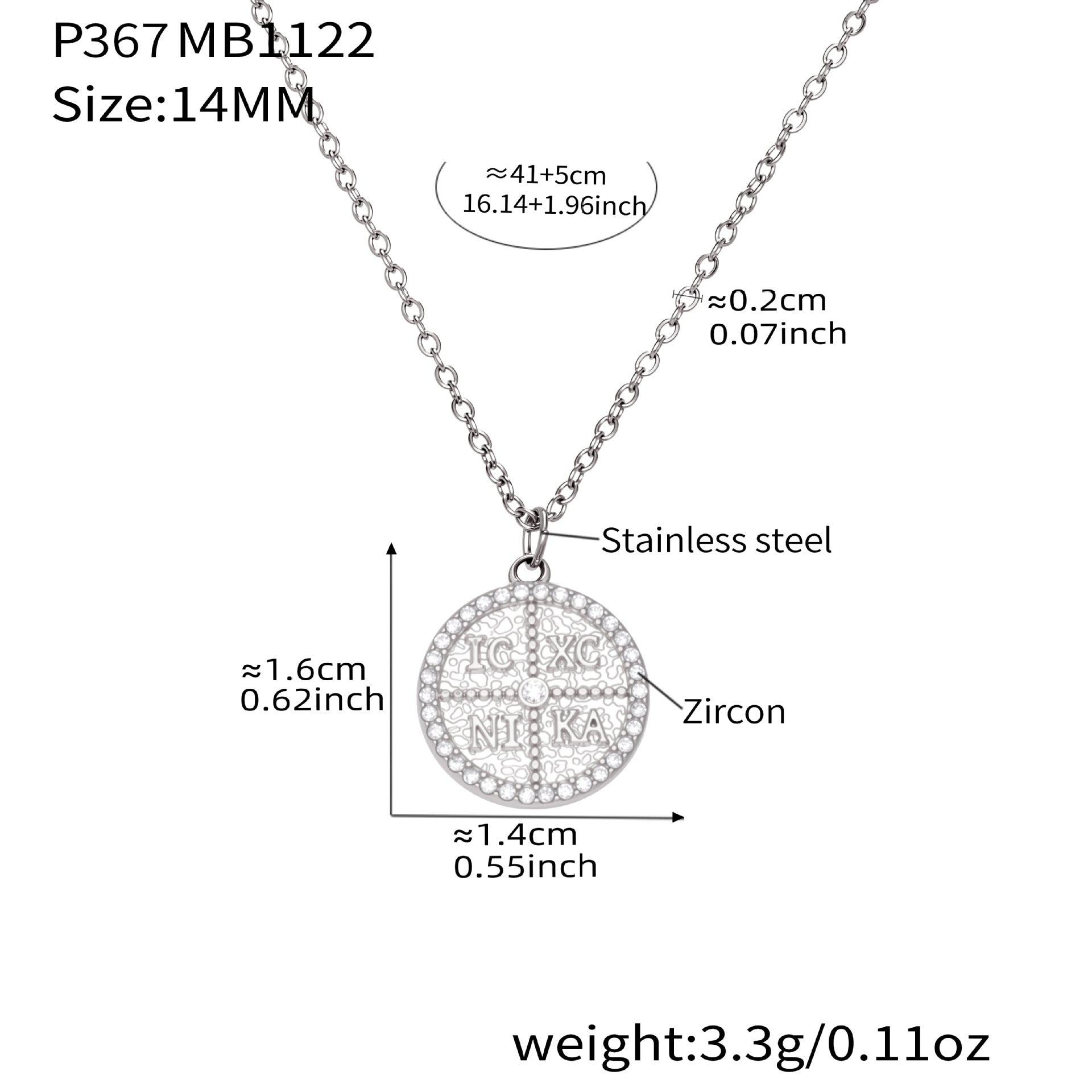 316L Stainless Steel Pave Zircon Initial Disc Pendant Necklace - Image 3