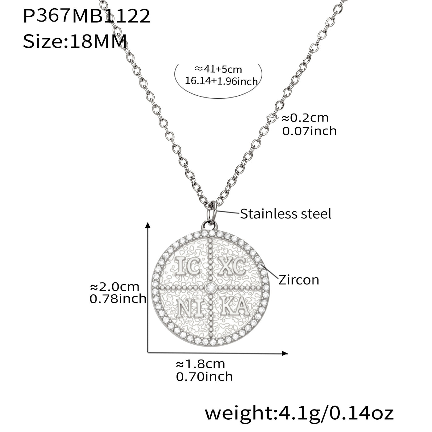 316L Stainless Steel Pave Zircon Initial Disc Pendant Necklace - Image 5