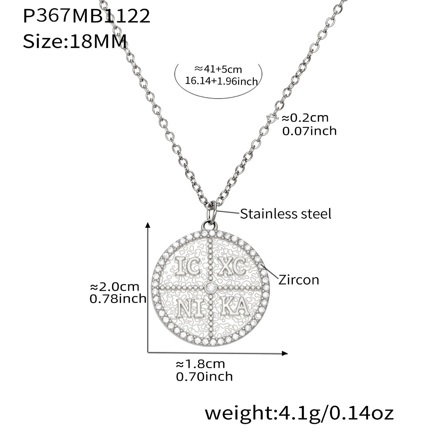 316L Stainless Steel Pave Zircon Initial Disc Pendant Necklace - Image 5