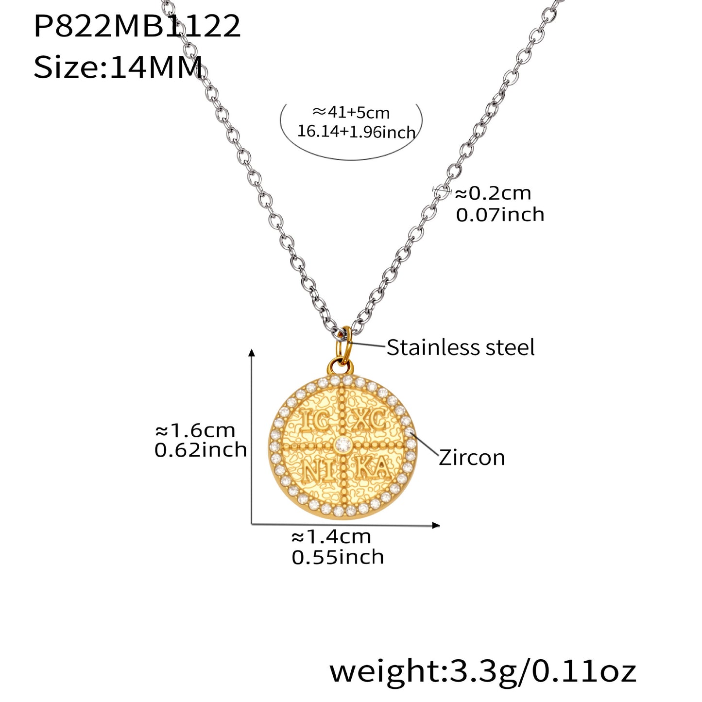 316L Stainless Steel Pave Zircon Initial Disc Pendant Necklace - Image 7
