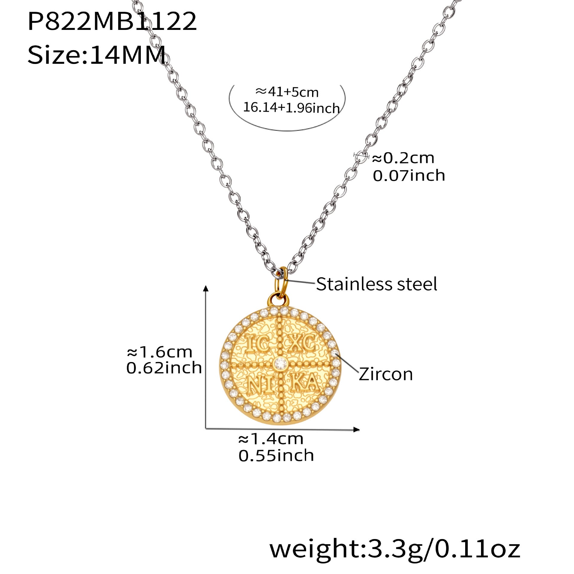 316L Stainless Steel Pave Zircon Initial Disc Pendant Necklace - Image 7