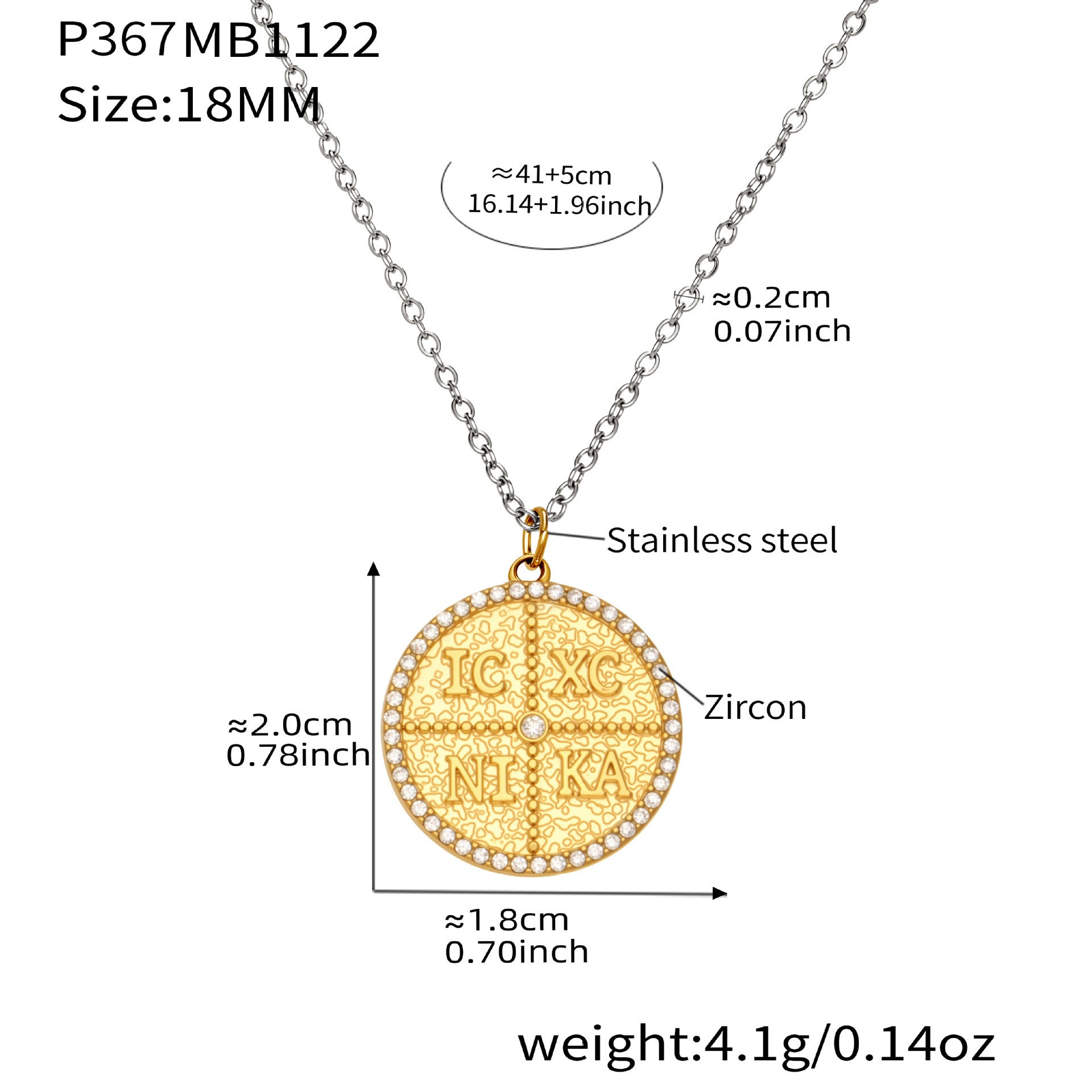 316L Stainless Steel Pave Zircon Initial Disc Pendant Necklace - Image 9