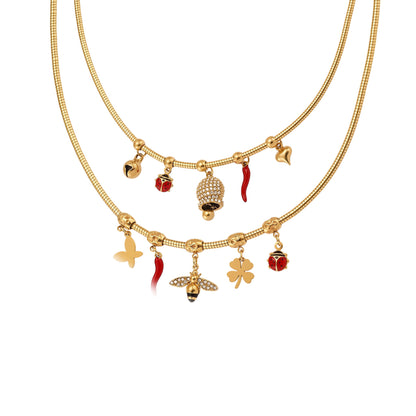 316L Stainless Steel Pave Zircon Interchangeable Charm Choker Necklace - Image 1