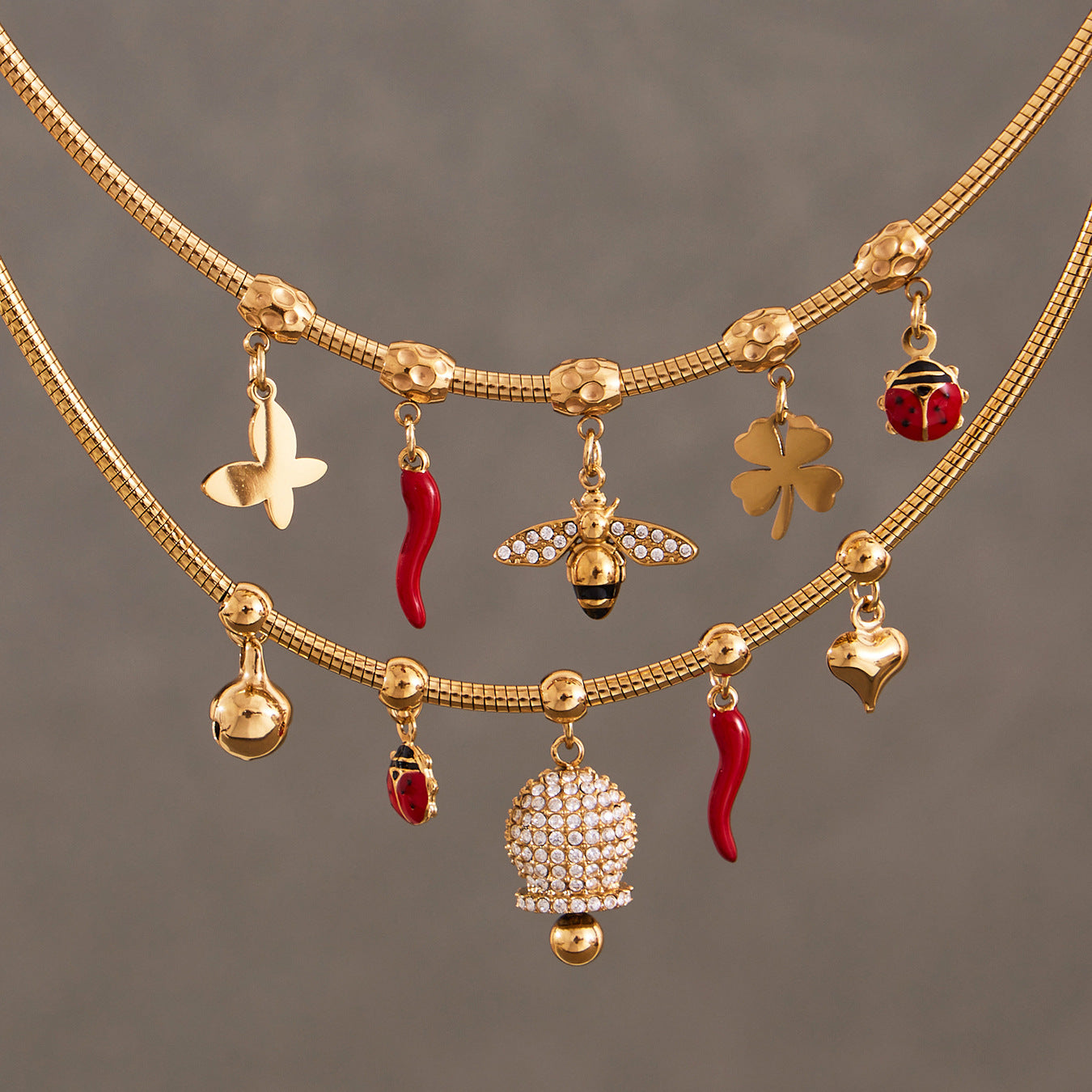 316L Stainless Steel Pave Zircon Interchangeable Charm Choker Necklace - Image 3