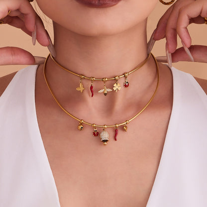 316L Stainless Steel Pave Zircon Interchangeable Charm Choker Necklace - Image 5