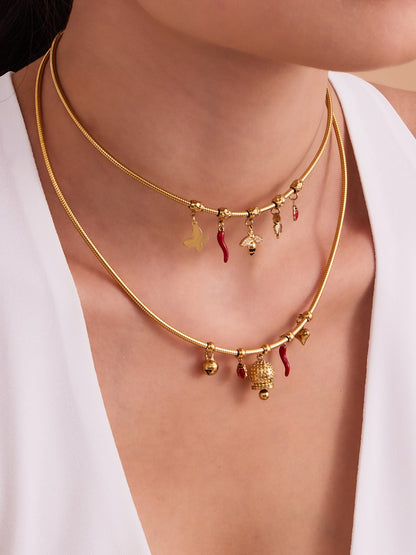 316L Stainless Steel Pave Zircon Interchangeable Charm Choker Necklace - Image 6