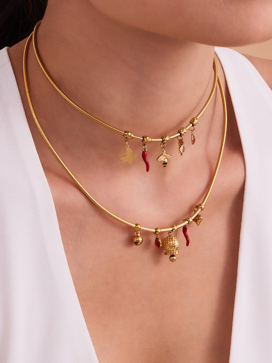 316L Stainless Steel Pave Zircon Interchangeable Charm Choker Necklace - Image 6