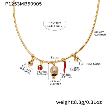 316L Stainless Steel Pave Zircon Interchangeable Charm Choker Necklace - Image 7