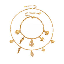 316L Stainless Steel Pave Zircon Octopus & Shell Charm Set - Image 3