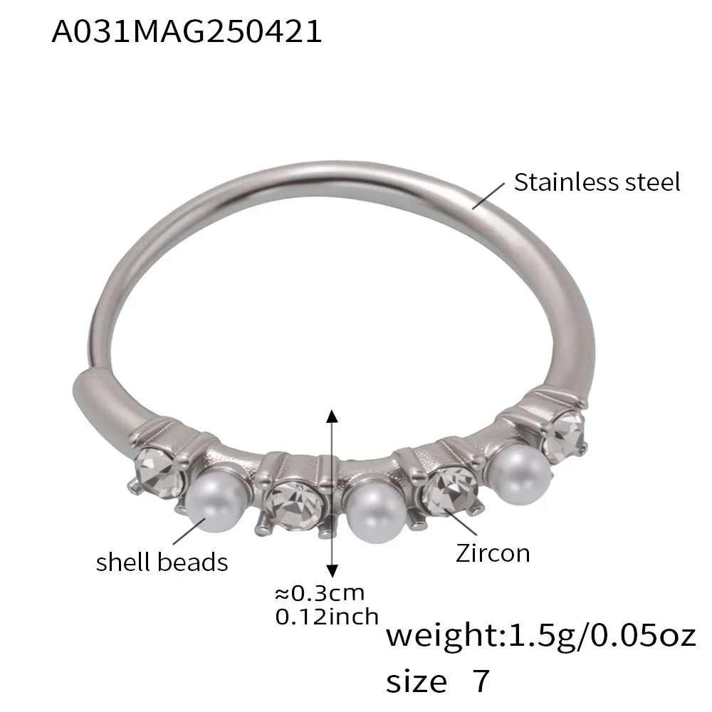 316L Stainless Steel Pave Zircon Statement Ring Set - Image 10