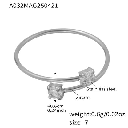 316L Stainless Steel Pave Zircon Statement Ring Set - Image 14