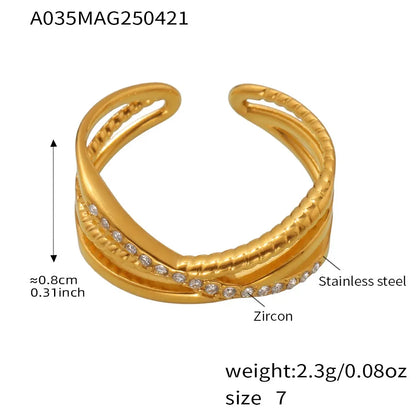 316L Stainless Steel Pave Zircon Statement Ring Set - Image 15