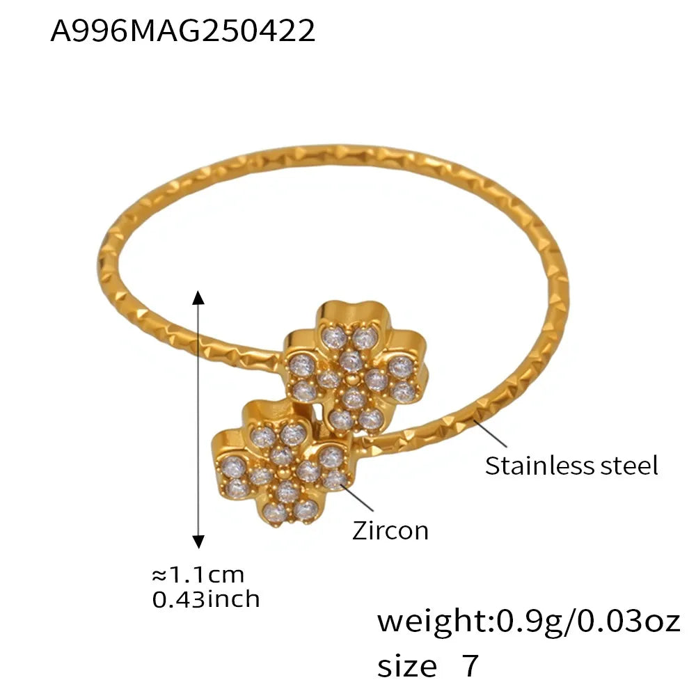 316L Stainless Steel Pave Zircon Statement Ring Set - Image 17