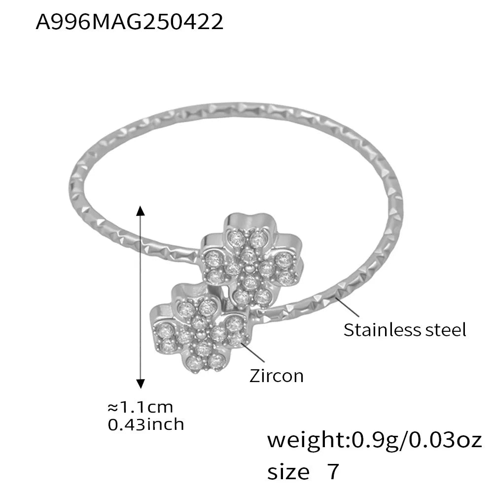 316L Stainless Steel Pave Zircon Statement Ring Set - Image 18