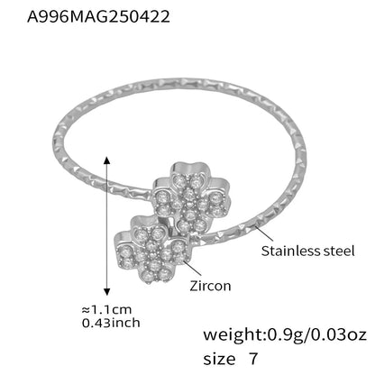 316L Stainless Steel Pave Zircon Statement Ring Set - Image 18