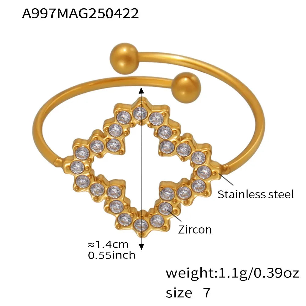 316L Stainless Steel Pave Zircon Statement Ring Set - Image 19