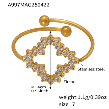 316L Stainless Steel Pave Zircon Statement Ring Set - Image 19