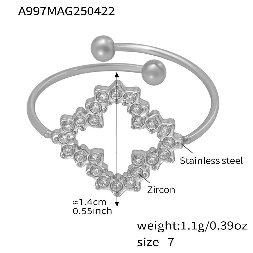 316L Stainless Steel Pave Zircon Statement Ring Set - Image 20