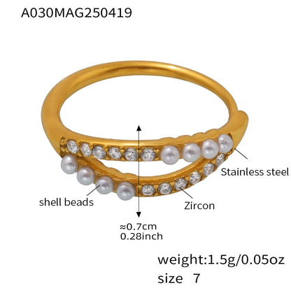 316L Stainless Steel Pave Zircon Statement Ring Set - Image 5