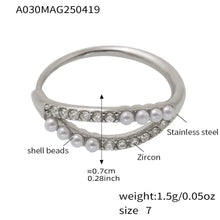 316L Stainless Steel Pave Zircon Statement Ring Set - Image 7