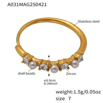 316L Stainless Steel Pave Zircon Statement Ring Set - Image 9