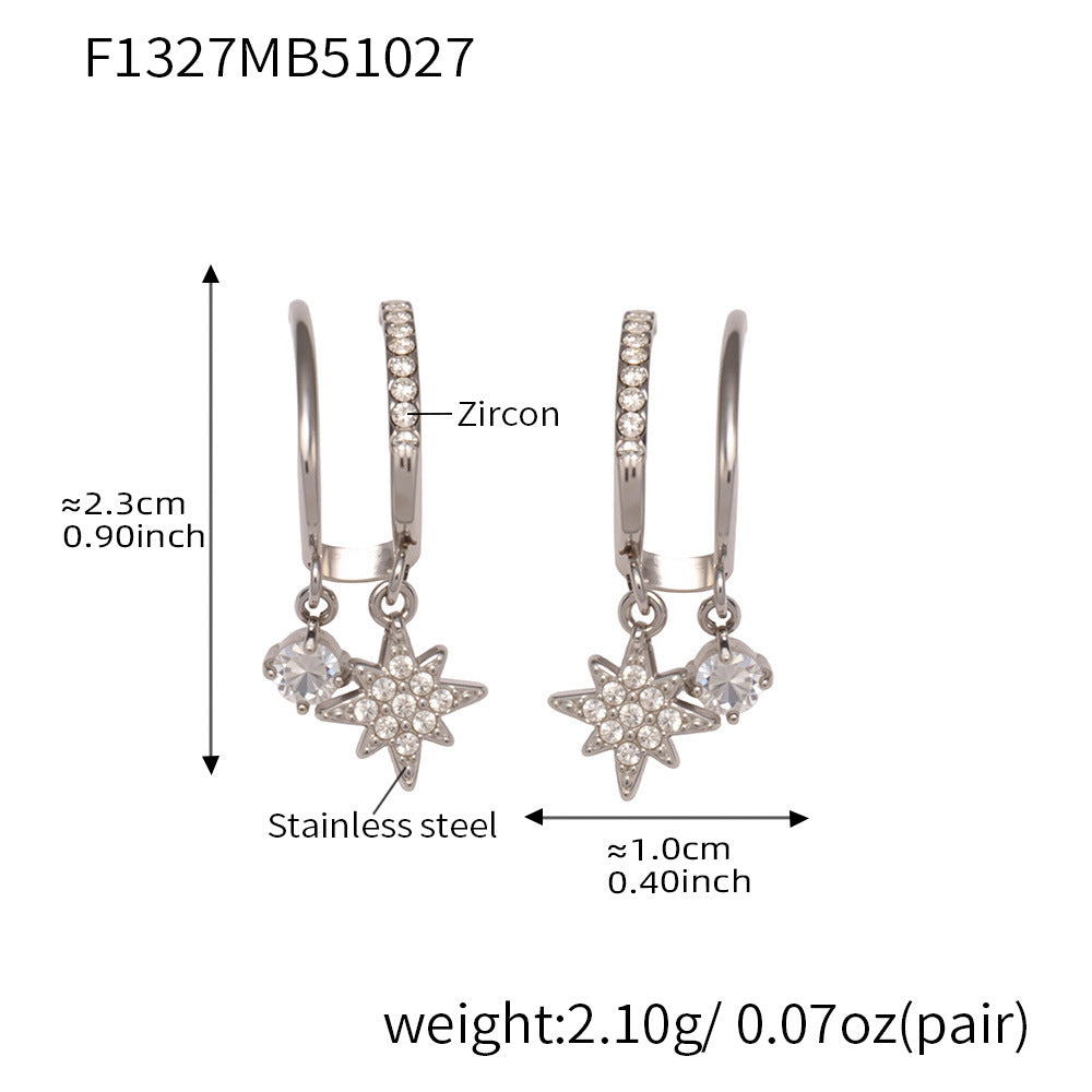 316L Stainless Steel Pave Zirconia Charm Huggies - Image 1