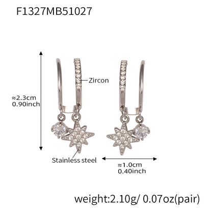 316L Stainless Steel Pave Zirconia Charm Huggies - Image 1