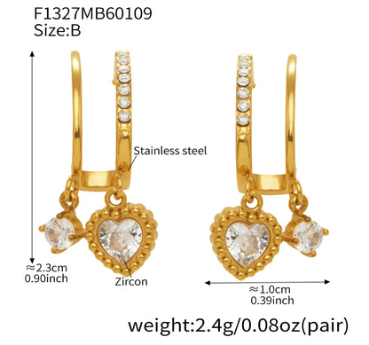 316L Stainless Steel Pave Zirconia Charm Huggies - Image 2